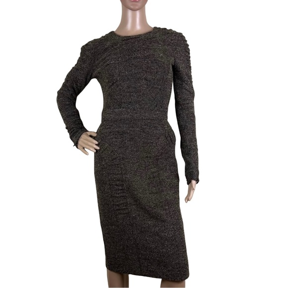 NEW BURBERRY PRORSUM BROWN TWEED MIDI DRESS - Picture 1 of 7